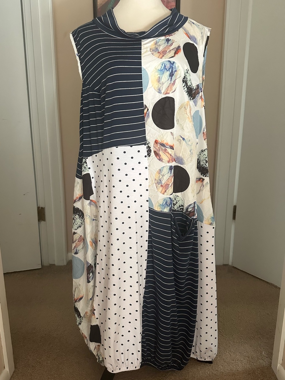 Kozan Alessandra Navy & White Jupiter Patchwork Dress